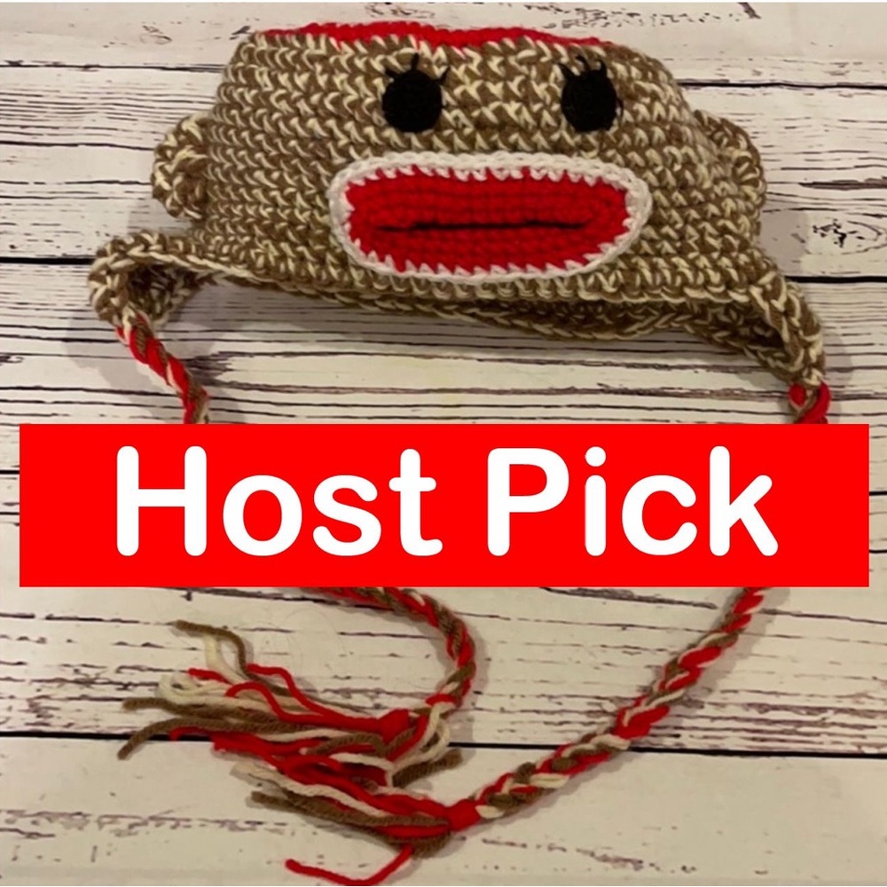 Handmade sock monkey hat